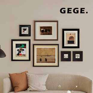 GeGe卧室书房餐厅挂画高级北欧复古玄关中古风客厅画抽象壁画装饰