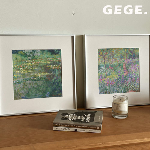 睡莲CDE】GeGe卧室书房ins风挂画高级感北欧清新玄关金属框客厅画