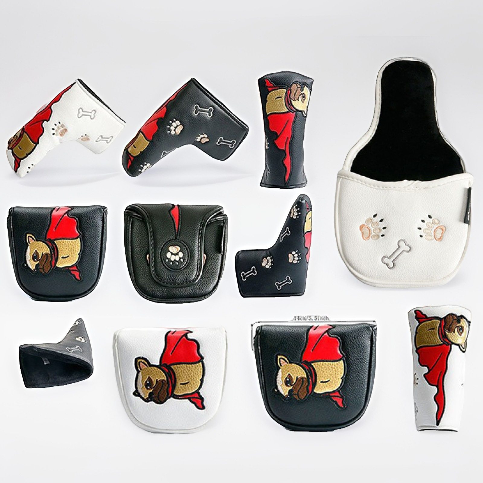 现货高档PU球杆保护套直条半圆磁铁闭合推杆套高尔夫球杆帽套