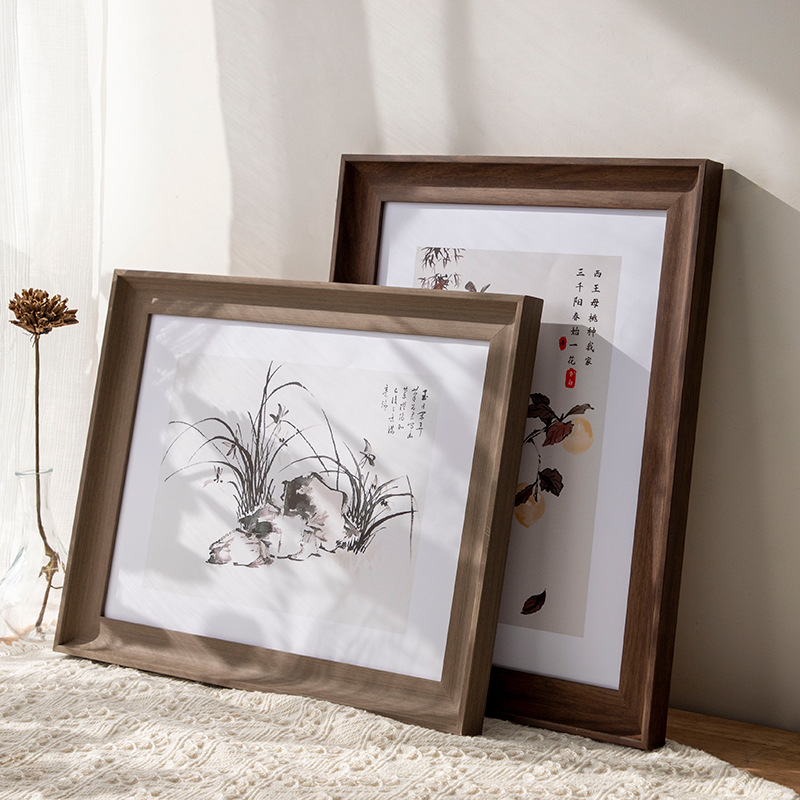 北欧简约现代大画框美式挂墙相框任意尺寸4开8k素描16寸画框装裱