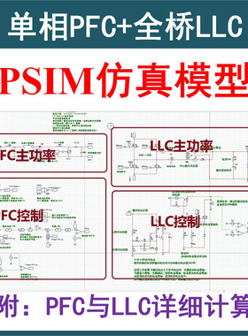 单相Boost PFC+全桥LLC串联谐振开关电源Mathcad计算PSIM真模型