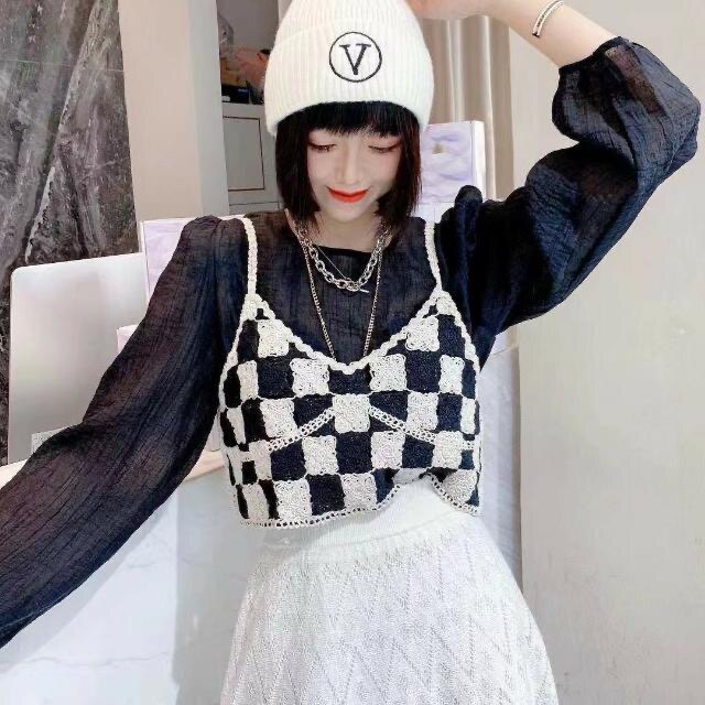 清新格子吊带背心夏季百搭