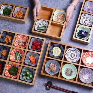 餐厅火锅店餐具日式餐饮韩式料理创意竹木餐盘多用途九宫格盘子酒