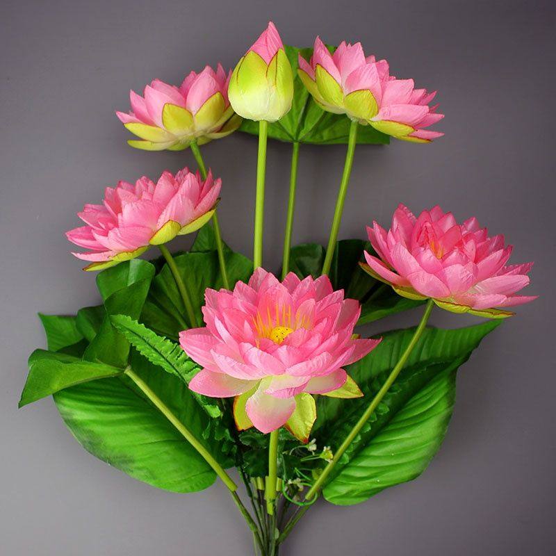 仿真热销荷花莲花睡莲供佛用品 塑料假花绢花家居布景装饰花婚庆