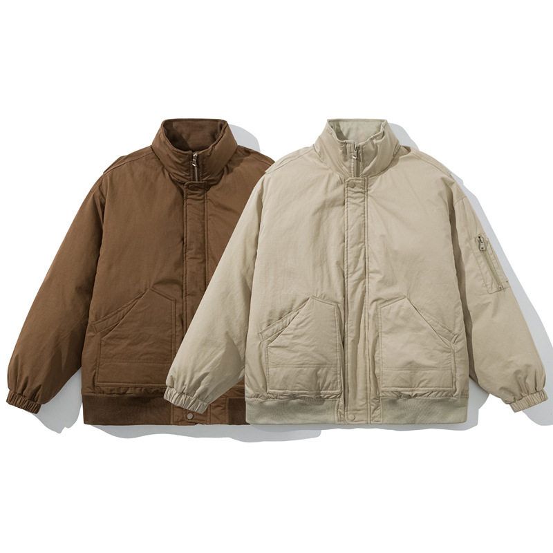 冬季日系复古阿美咔叽飞行员棉衣