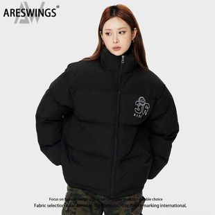 加厚WINGSARES百搭街头外套情侣棉服刺绣字母冬季美式立领款