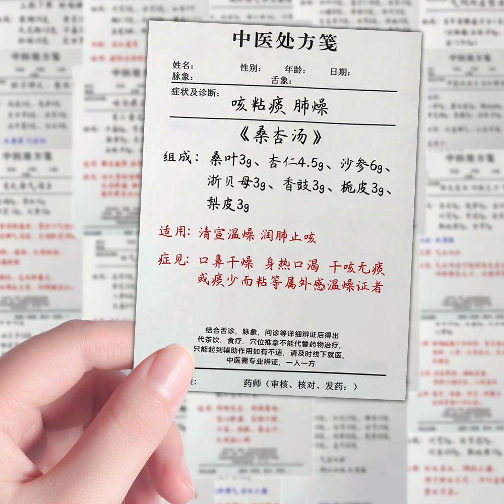 106张中医处方贴纸医学生基础诊断知识学习笔记本手账贴画防水