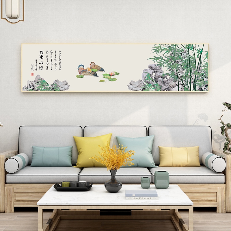 鸳鸯戏水图床头画结婚礼物客厅夫妻挂画新中式卧室相濡以沫装网红