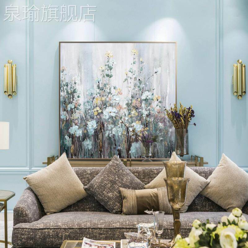 网红绘油画清晨之恋现代手简美轻奢花卉静物画风景装饰方形餐厅客