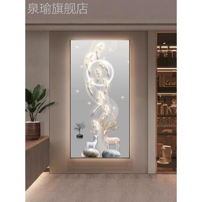 网红现代无走碍豪道华入口大厅装饰画灯画九鱼画廊过挂画壁垂直水