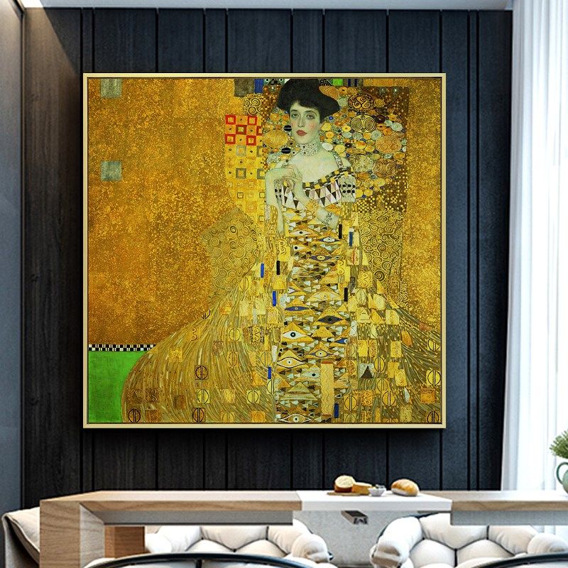 吻与拥抱 克里姆特名画抽象艺术装饰画大幅酒店商业空间巨幅网红