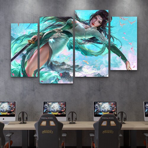 斗破苍穹卧室挂画萧炎美杜莎电竞海报床头装饰画背景动漫酒店网红