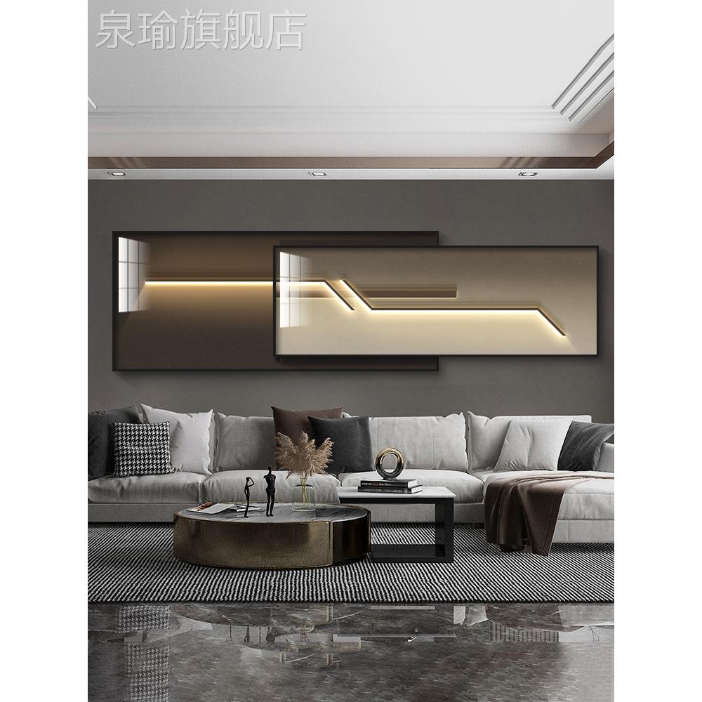 网红轻奢厅装饰画现代简客约沙画发背客景挂抽墙象艺术感叠加组合图片