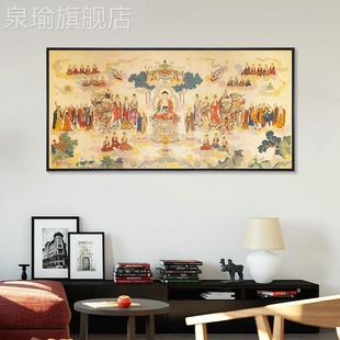 网红全图挂画唐卡装饰画佛藏式千佛图佛像壁画客厅佛中堂画堂卧室