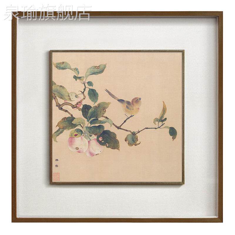 网红林工中画笔花鸟新椿式玄关装饰客挂画壁画宋厅代花鸟画故宫名