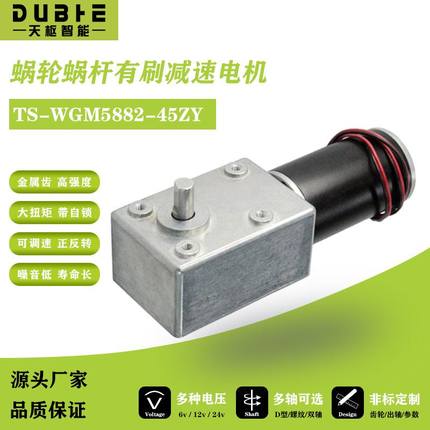 5882-45直流减速电机12V24大扭矩涡轮蜗杆自锁马达低速调速正反转