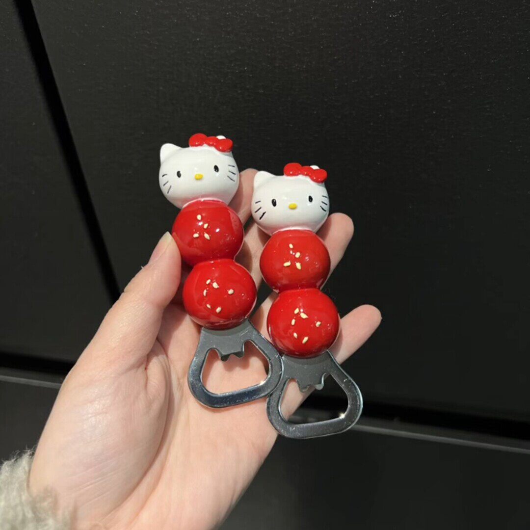 可爱猫糖葫芦冰箱贴开瓶器家用磁吸起瓶器啤酒起子立体装饰