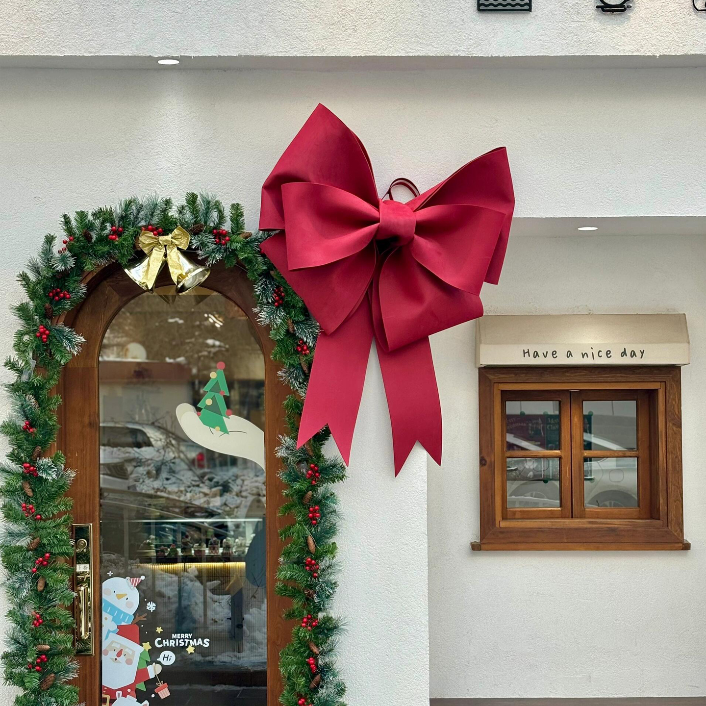 圣诞节装饰氛围感场景布置超大蝴蝶结店铺橱窗门口挂饰拍照道具