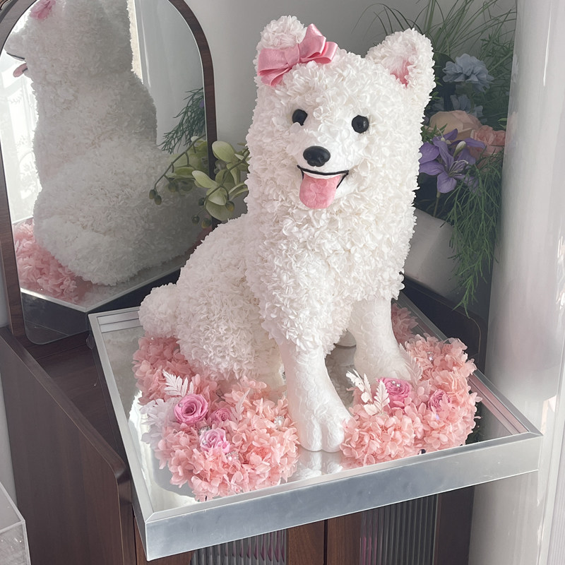 来图私人定制永生花狗狗小猫人偶