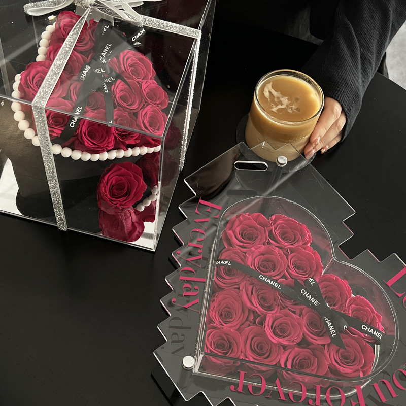 圣诞节礼物永生花爱心花盒真花玫瑰告白礼物520送女友闺蜜生日