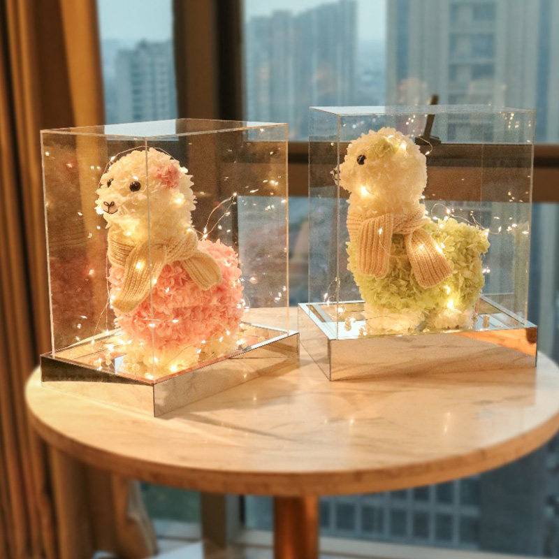 七夕节礼物永生花小羊驼真花绣球