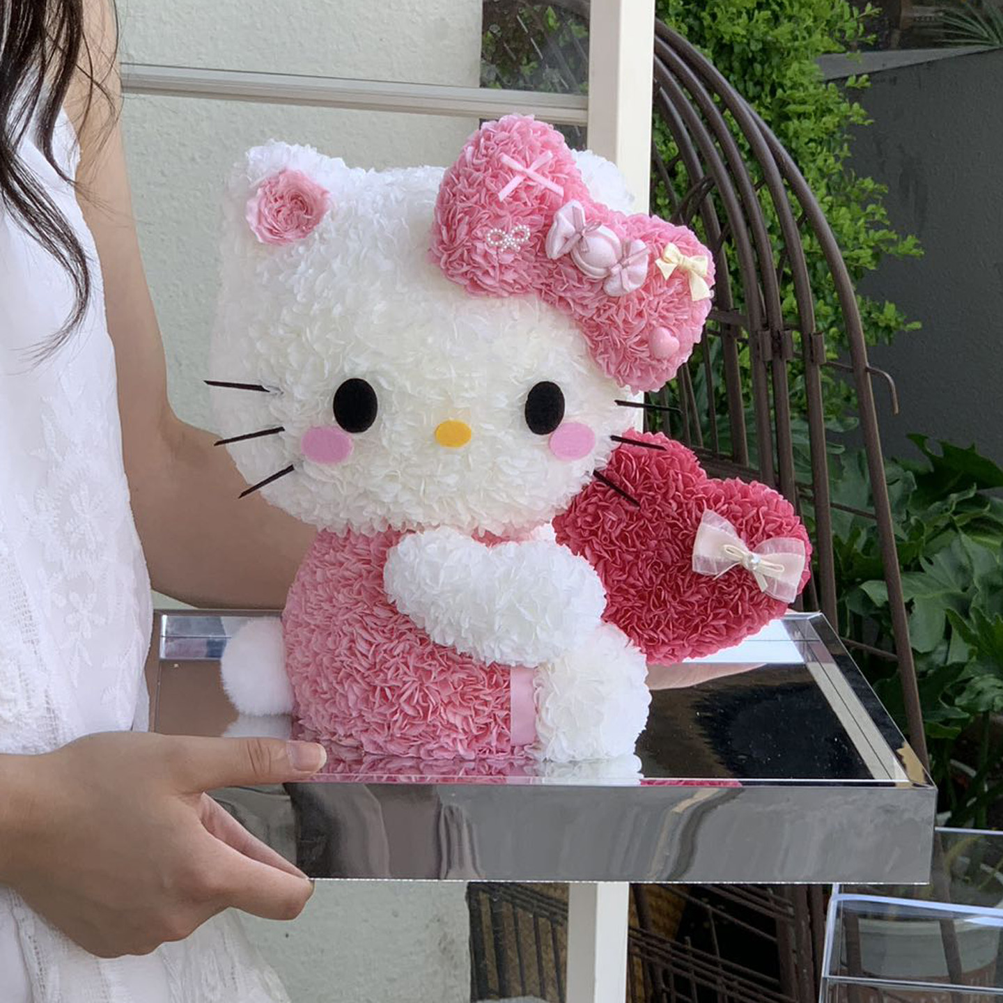 中秋礼物凯特猫猫玫瑰永生花