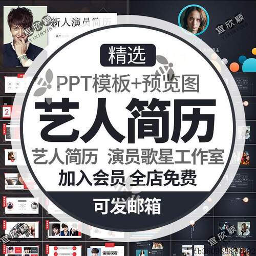 明星艺人个人简历PPT模板演员歌星歌手工作室介绍个人资料简介wps