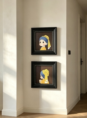 砂岩珍珠立体耳环少女法式古风装饰复古卧室客厅床头玄关挂画摆画