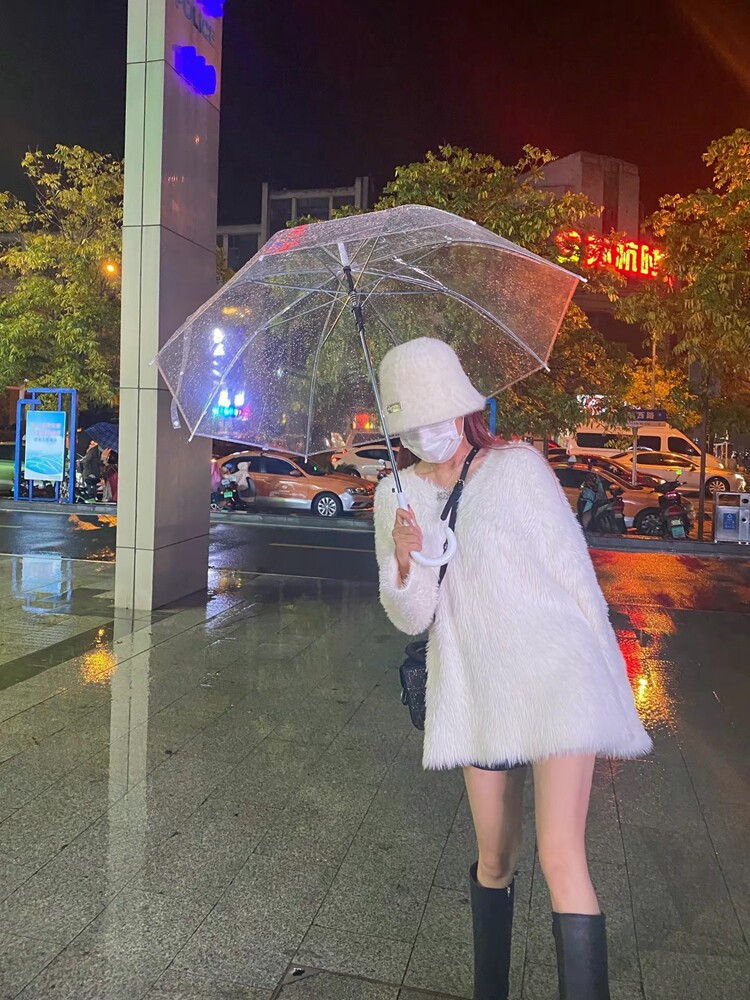 【糯叽叽】V领仿水貂绒针织秋冬外搭韩系温柔长毛宽松套头毛衣