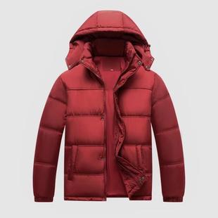 高端品质大红棉服外套新款青年中年男子高档本命年红色棉衣外套