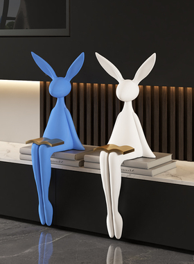 速发白兔子坐姿摆件轻奢客厅玄间电视柜酒柜壁龛桌面样板关装饰品