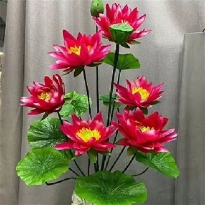 速发花荷假花7色绢花睡莲莲花插花供佛鱼缸装饰赵之周