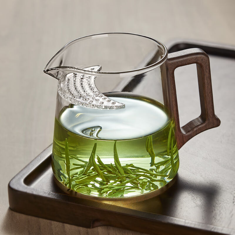 速发忆壶茶热道杯玻璃月牙过滤茶加分茶器带茶漏绿茶具配件耐公杯