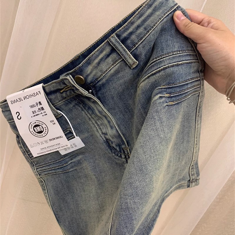 速发做旧复仔牛古半身裙包臀裤夏辣妹高腰百搭小个子短裙裙裙牛仔