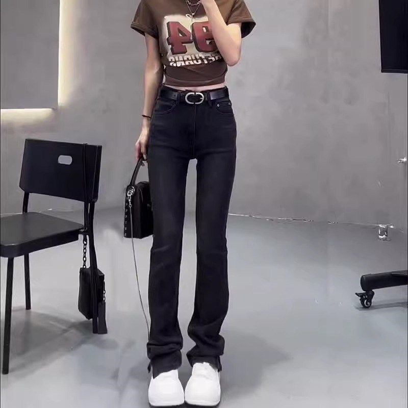 速发2024春季大码高腰弹力版叉窄开直筒马仔裤胖妹妹微喇拖地牛蹄,女装/女士精品,大码裤装,淘宝优惠券,粉丝福利购,淘宝优惠卷