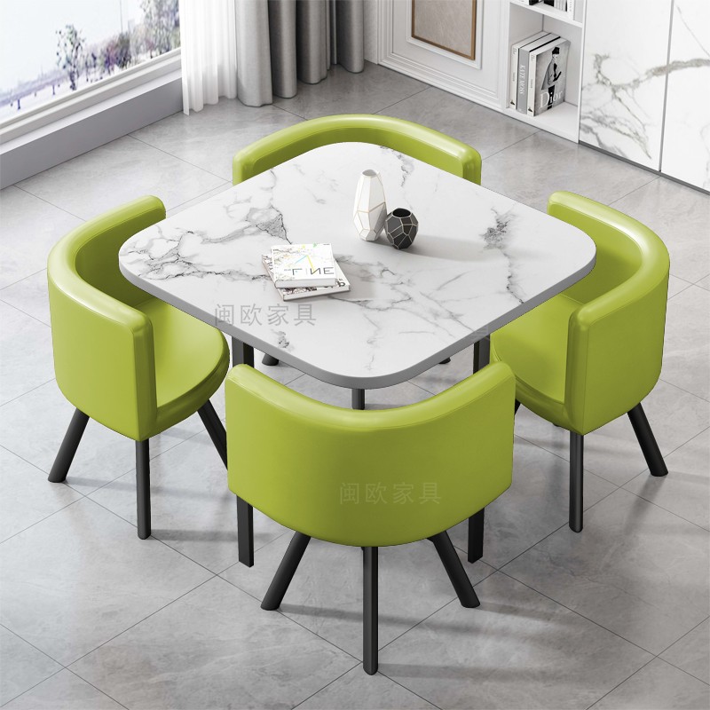 速发简约谈判洽小会客桌椅组装套合休闲创意接待谈圆桌奶茶甜品店