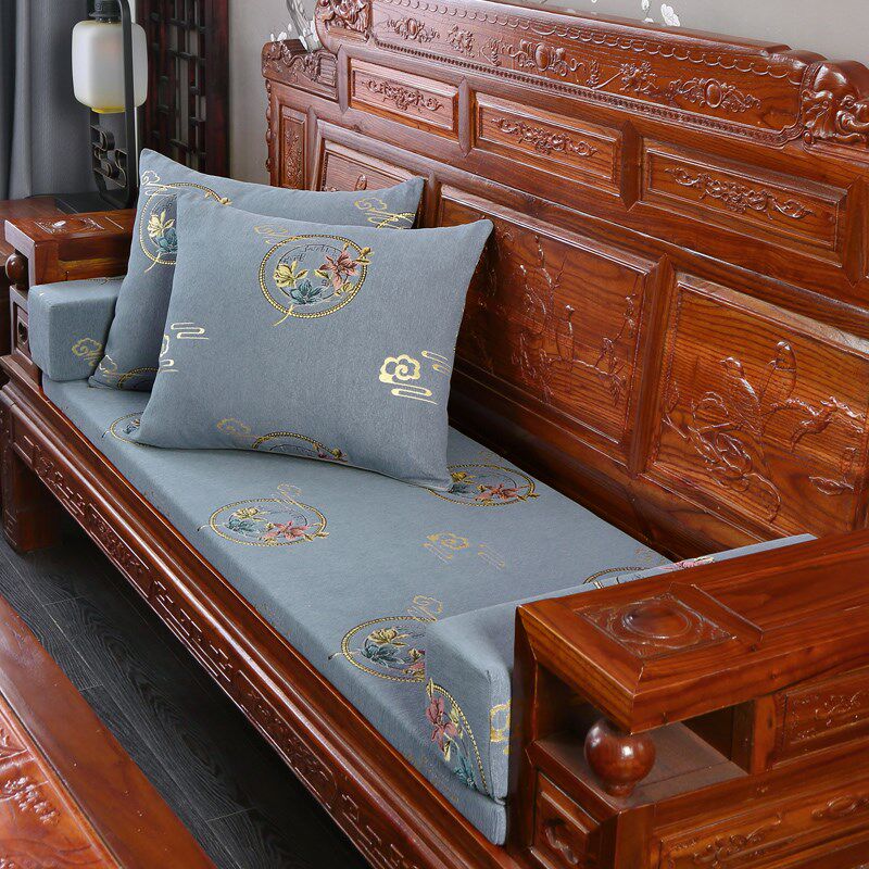 速发亚麻5垫实木沙发坐垫子5D4坐D加硬海绵坐垫四季通用含布套定