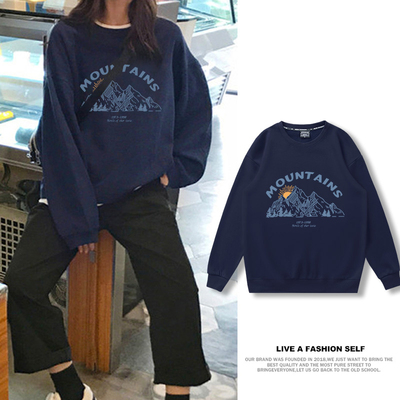 速发古着vit懒ae卫衣大码宽松潮薄款慵g风长袖早秋ch上衣