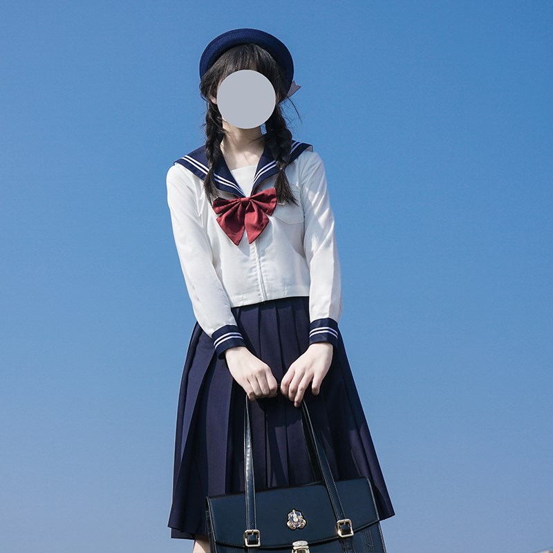 速发【山川】j装套服裙套k不良长裙绀领白二本基础款全制水手服秋图片
