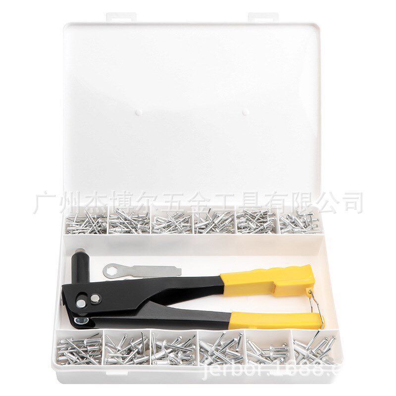 速发铆0盒装半圆头抽心柳钉 开口形K型通孔铝8钉工具+黄黑铆拉枪
