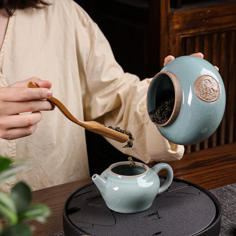 速发厂家木纹礼盒哥窑茶叶罐茶行旅具送套装办公小礼套装便携式