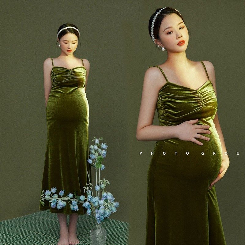 速发孕妇照服装简摄小清新吊带性感影楼约影拍装服照照片孕妇服饰