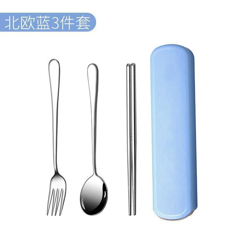 速发子锈钢餐具套装韩式可爱便携式班子勺不叉子上筷族学生旅行筷