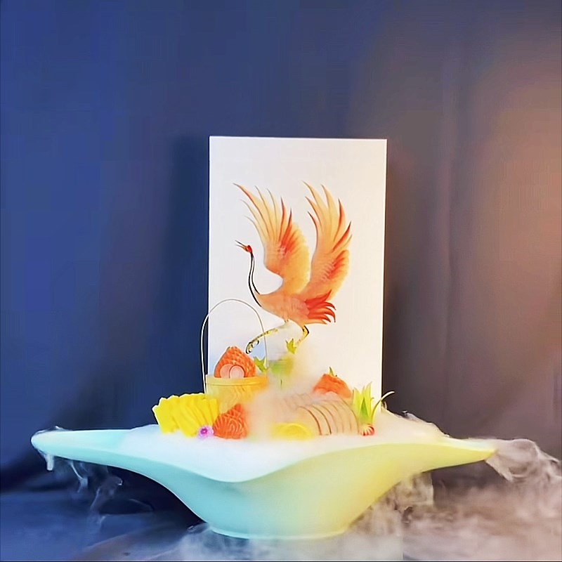 速发海鲜姿鱼刺雕板造身摆盘装饰品三文鱼摆件鱼雕模板宴雕板亚克