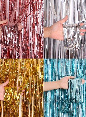 速发流苏门雨帘雨丝生日婚派节墙庆对拍照背景日装饰毕业用亮光雨