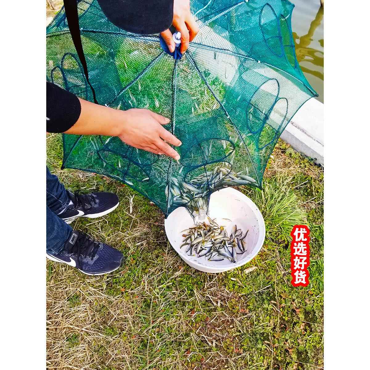 速发虾笼捕鱼笼捞小扑龙虾网笼笼蟹笼自动折叠伞形神抓虾捉器