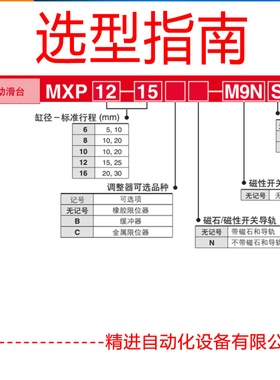 SMC型滑台气缸 MXP8/10/12/16/20-10-15-20-25-30C-C-B