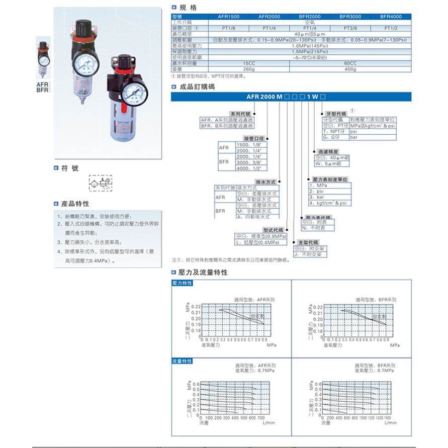亚德客AC2000气源三联件空气调压过滤处理器AF2000 AR2000 AL2000