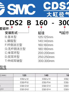 SMC大缸径重型气缸CDS2B125/140/160-50-100-125-150-200-350-500