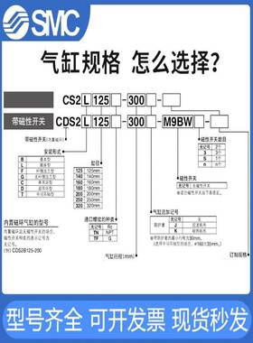 SMC大缸径气缸CS2B/CDS2B125-25/140/160-50-75-100-225-300-1000